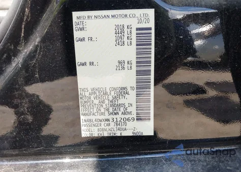 2021 Nissan Altima Sv Intelligent Awd z USA, uszkodzony, nr VIN 1N4BL4DWXMN312069